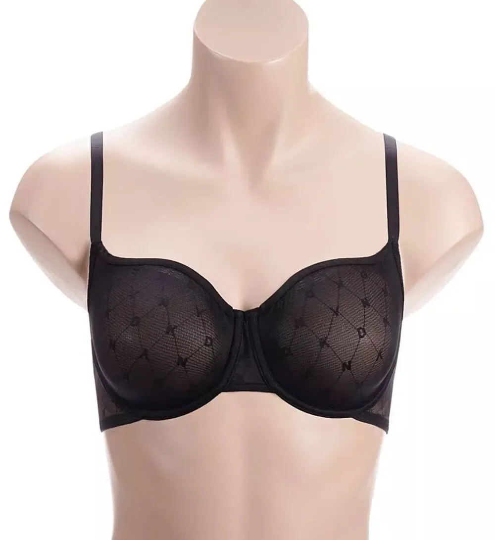 DKNY Monogram Mesh Unlined Demi Bra Black 34A